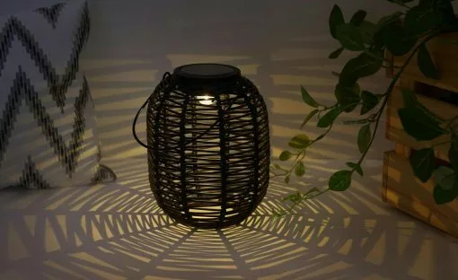 Laterne Rattan Solar-Tischleuchte, Schwarz -Garten Verkäufe 10686201 7 202201131238