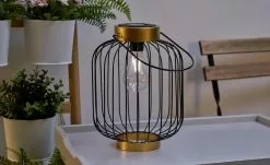 Led-Solar-Tischleuchte, Schwarz/Goldfarben